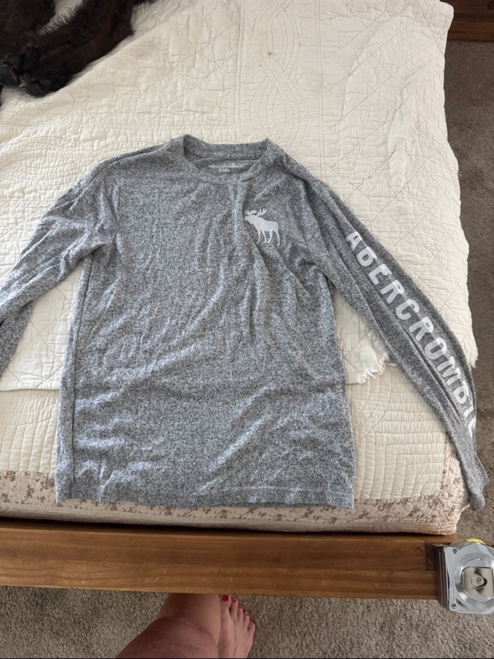 Abercrombie & Fitch  children’s Heather Gray Long-Sleeve Logo Tee